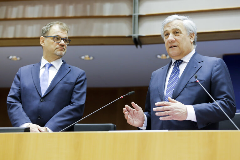 Φωτογραφία 14: Plenary session - Debate with Juha SIPILÄ, Finnish Prime Minister, on the Future of Europe