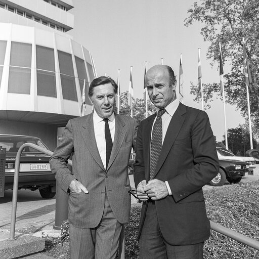 MEPs Sergio PININFARINA and Jas GAWRONSKI at the European Parliament in Strasbourg