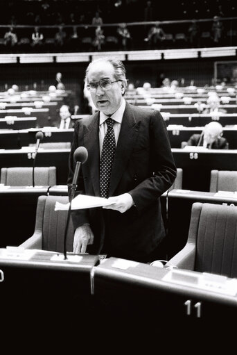 Photo 7: The MEP Emilio COLOMBO during a plenary session in Strasbourg in January 1980