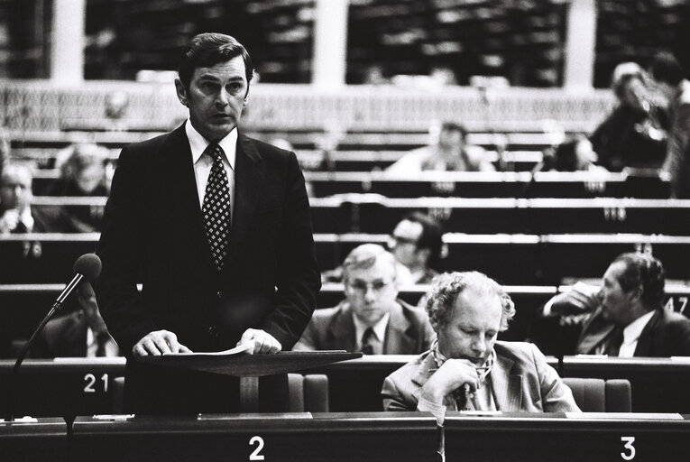 Ray MAC SHARRY during a plenary session in the hemicycle of Strasbourg in November 1979.Irish Presidency