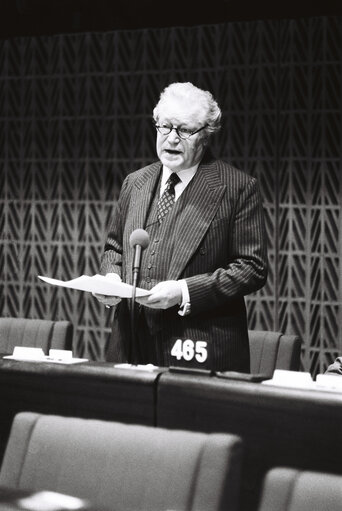 The MEP Maurice DROUN during a plenary session  in Strasbourg in January 1980