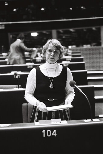 Suriet 7: The MEP Tove NIELSEN during a session in Strasbourg in January 1980.