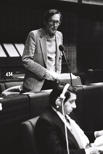 The MEP Giorgio RUFFOLO during a plenary session in Strasbourg in November 1979.