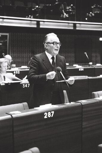 The MEP Emmanuel MAFFRE-BAUG√â during a session in Strasbourg in January 1980.