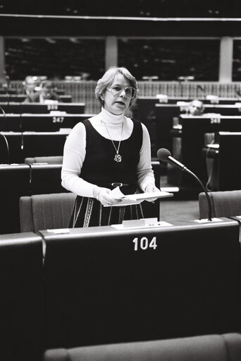 Suriet 8: The MEP Tove NIELSEN during a session in Strasbourg in January 1980.