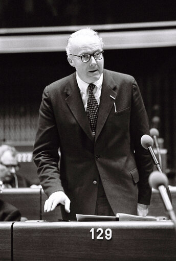 The delegue Sir Brandon RHYS WILLIAMS during a session in May 1977.