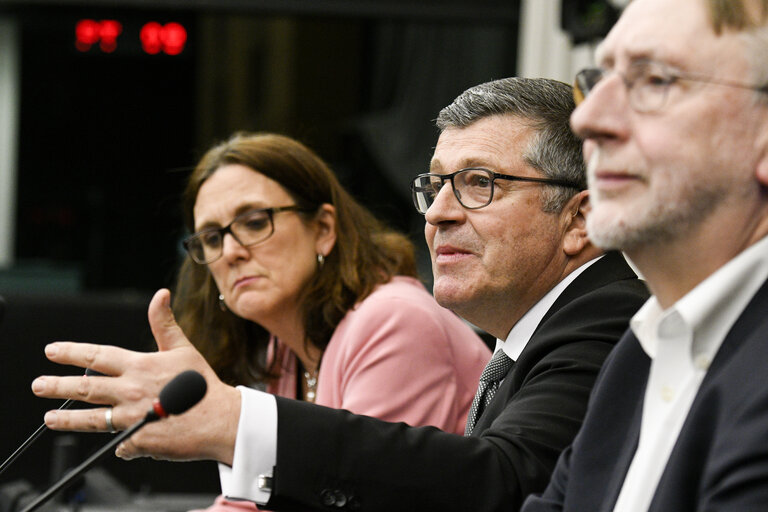 Fotografi 7: EP Press conference on ' The upcoming debate and final vote on foreign direct investment screening '