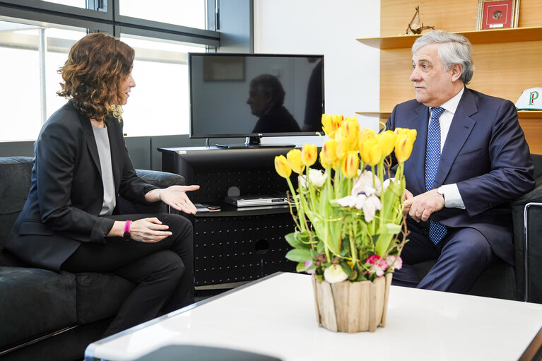 Suriet 4: Antonio TAJANI, EP President meets with Isabel DIAZ AYUSO, a candidate for President of the Community of Madrid ahead of the Madrilenian regional election.