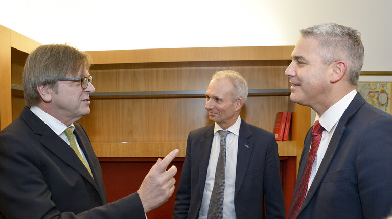 Guy VERHOFSTADT, EP Brexit coordinator meets with Stephen BARCLAY, UK Secretary of State for Exiting the EU and David LIDINGTON UK Minister