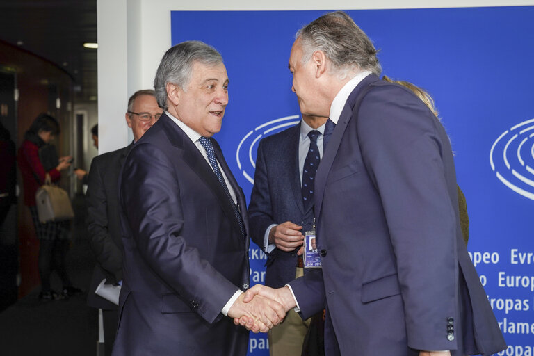 Suriet 7: Antonio TAJANI, EP President meets with Isabel DIAZ AYUSO, a candidate for President of the Community of Madrid ahead of the Madrilenian regional election.