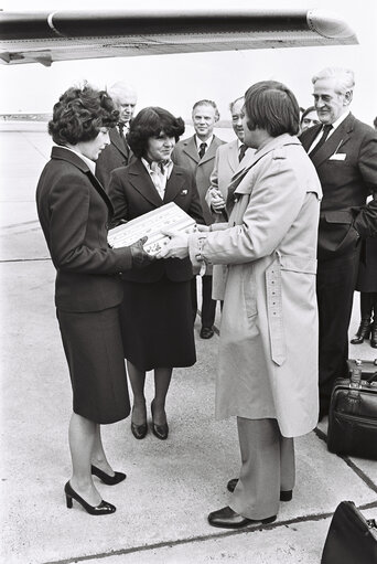 Arrival at the Strasbourg Airport of UK MEPs on March 1978