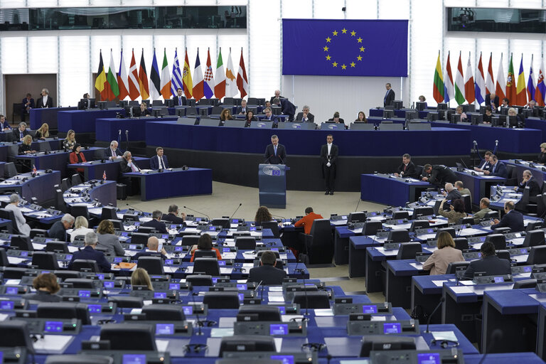 Fotografia 11: Plenary session - Debate with the Prime Minister of Slovakia, Peter Pellegrini, on the Future of Europe