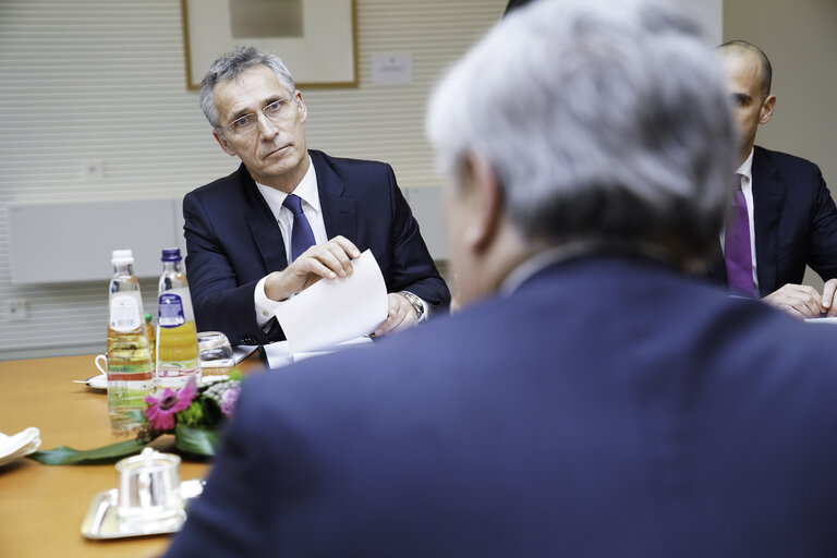 Photo 3 : Antonio TAJANI - EP President meets with Jens STOLTENBERG - NATO Secretary General