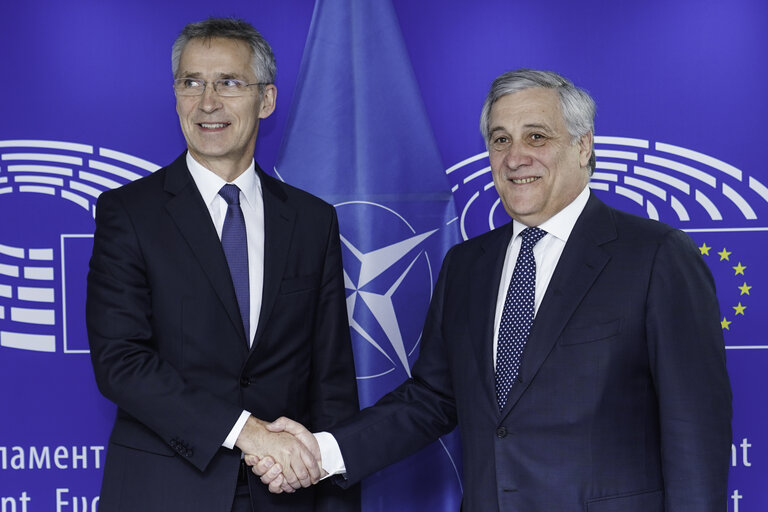 Photo 4 : Antonio TAJANI - EP President meets with Jens STOLTENBERG - NATO Secretary General