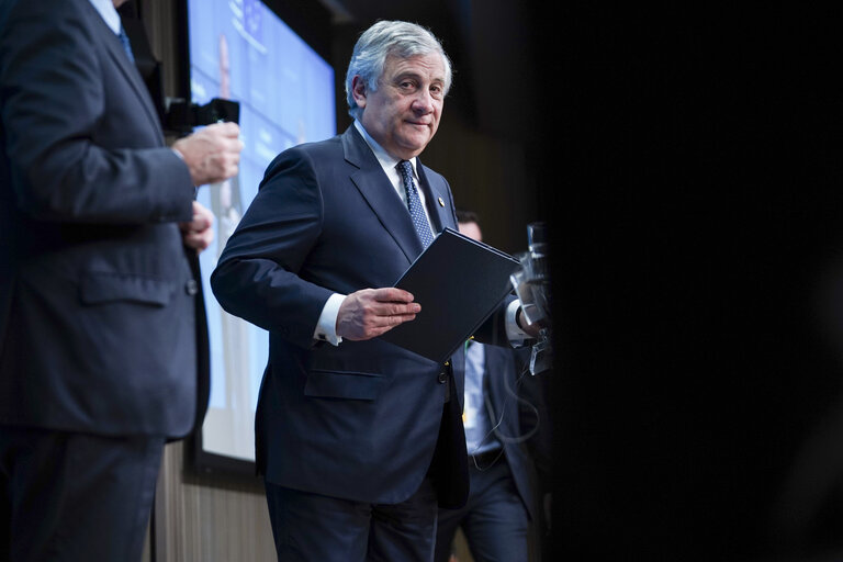 Foto 3: European Council - Press conference by Antonio TAJANI, President of the EP