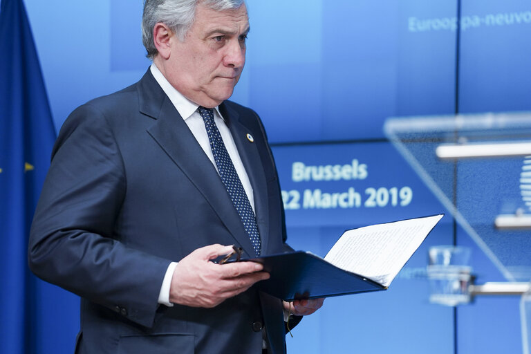 Photo 14 : European Council - Press conference by Antonio TAJANI, President of the EP