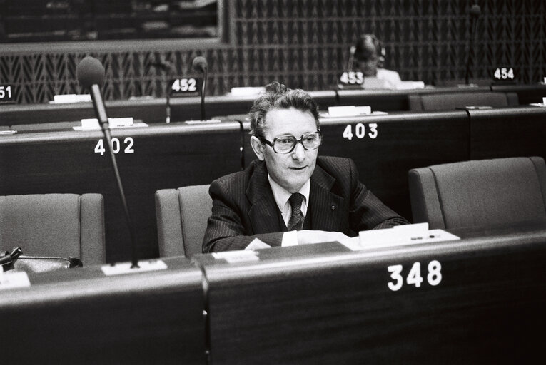 The MEP  Pierre DESCHAMPS during a session in Strasbourg in May 1980.