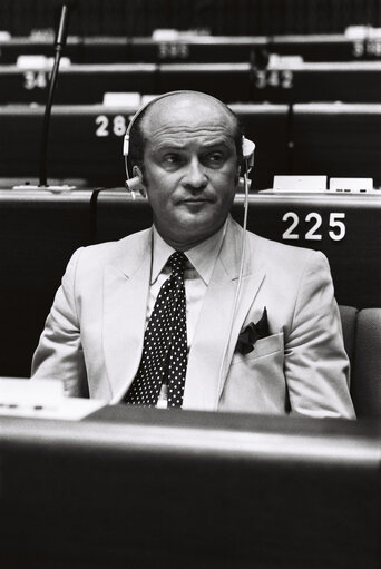 The MEP Renzo Eligio FILIPPI during a session in Strasbourg on May 1980.