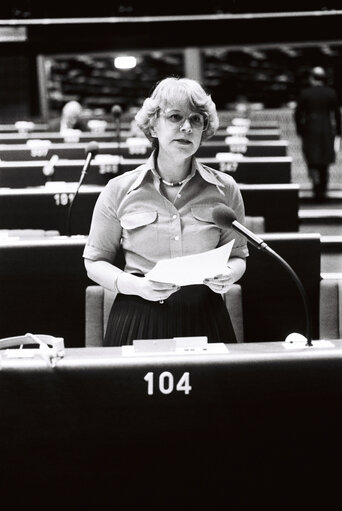 The MEP Tove NIELSEN during a session in Strasbourg in January 1980.