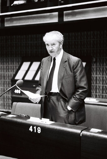 The MEP Gustave DELEAU during a session in Strasbourg in May 1980.