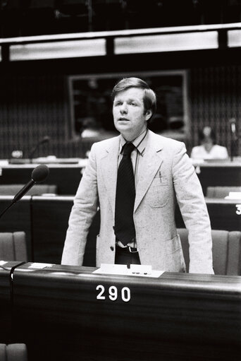 The MEP John Joseph McCARTIN during a session in Strasbourg in May 1980.