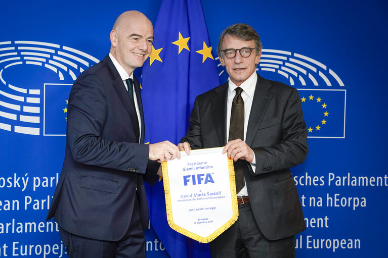 Photo 4: David SASSOLI, EP President meets with Gianni INFANTINO, FIFA President