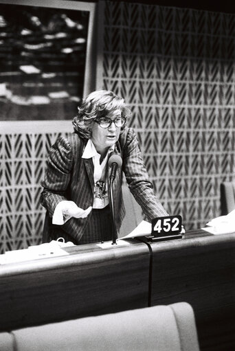 The MEP Maria Antonietta MACCIOCCHI during a session in Strasbourg on May 1980.