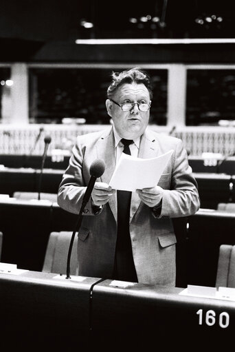 The MEP Louis BAILLOT during a session in Strasbourg on May 1980.