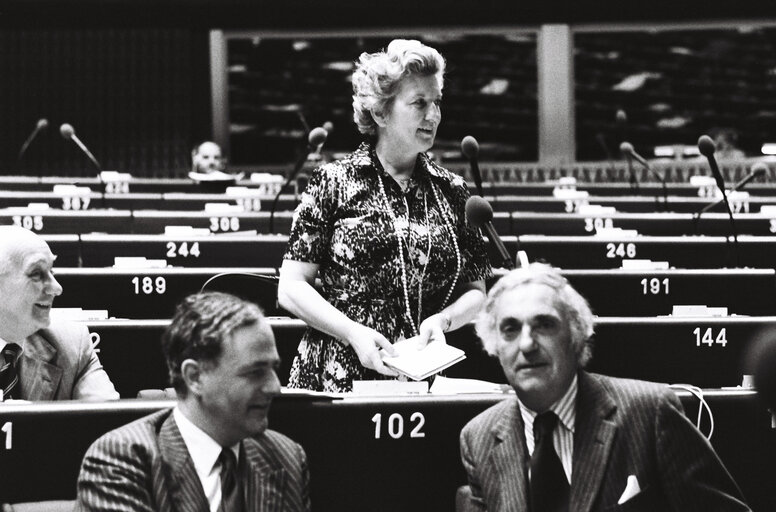 The MEP Beate Ann BROOKES during a session in Strasbourg in May 1980.