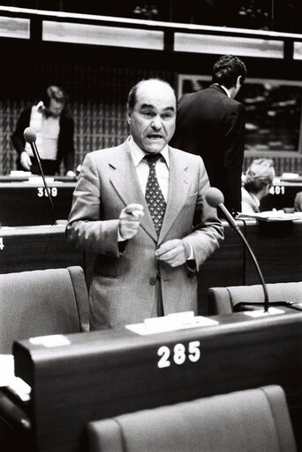 The MEP Giosue LIGIOS during a session in Strasbourg on May 1980.