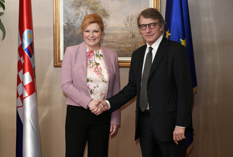 The EP Conference of Presidents meets with the Incoming Croatian Presidency of the Council. Meeting with Kolinda GRABAR-KITAROVIC, President of the Republic of Croatia, and David SASSOLI, EP President.