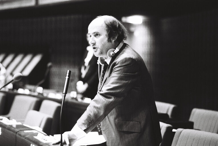 The MEP John Mark TAYLOR during a session in Strasbourg in May 1980.