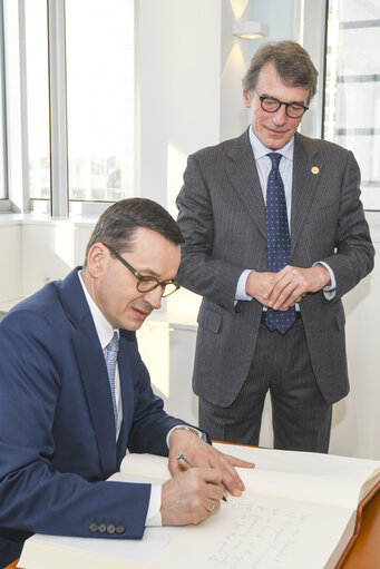 Fotografia 3: David SASSOLI, EP President meets with Mateusz MORAWIECKI, Polish Prime Minister- Bilateral meeting