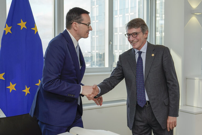 Fotografia 6: David SASSOLI, EP President meets with Mateusz MORAWIECKI, Polish Prime Minister