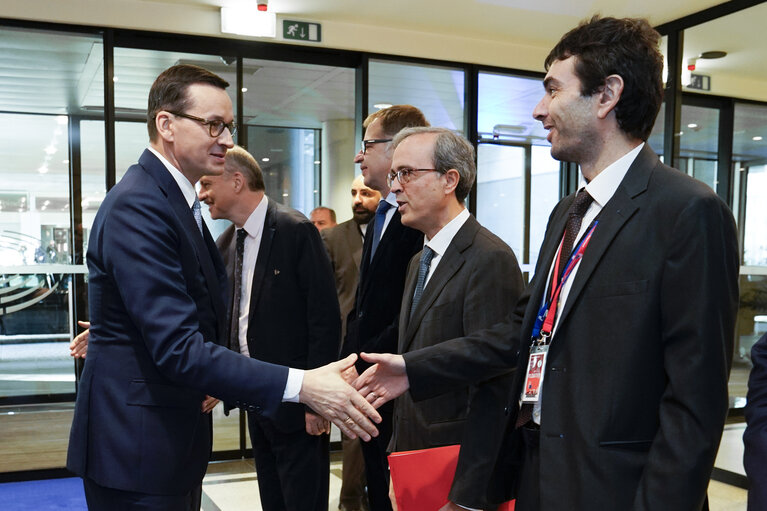 Fotografia 13: David SASSOLI, EP President meets with Mateusz MORAWIECKI, Polish Prime Minister