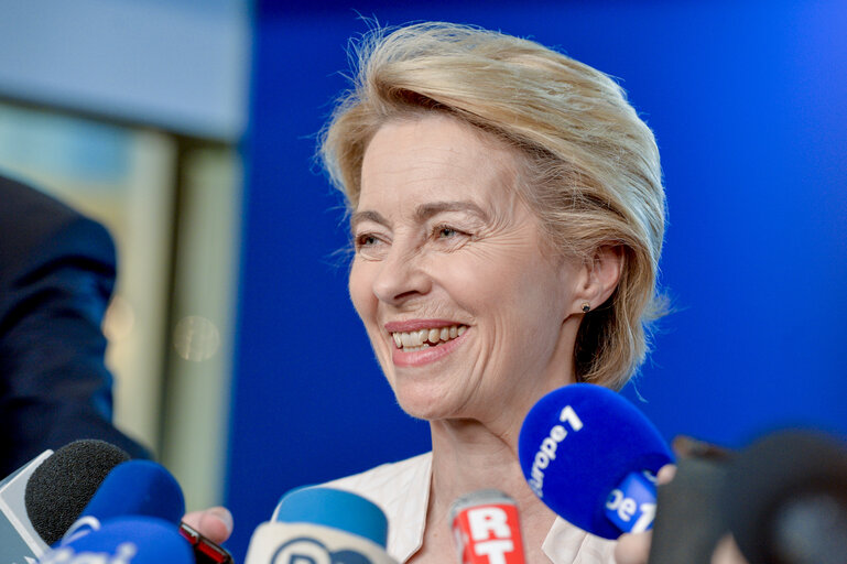Foto 3: Press point Ursula von der LEYEN, Candidate for President of the European Commission
