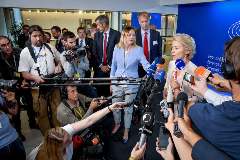 Foto 9: Press point Ursula von der LEYEN, Candidate for President of the European Commission