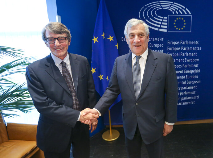Election of the President of the Parliament: meeting between David-Maria SASSOLI, newly elected EP President and Antonio TAJANI, preceding EP President