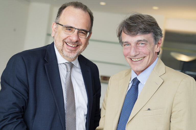 Nuotrauka 3: David SASSOLI, EP President meets with Luca JAHIER, EESC President