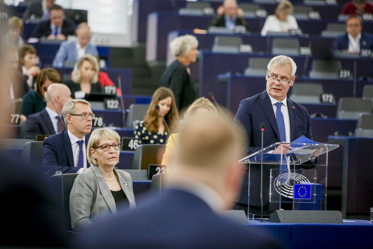 Fotografia 10: Plenary session - Presentation of the programme of activities of the Finnish Presidency of the Council