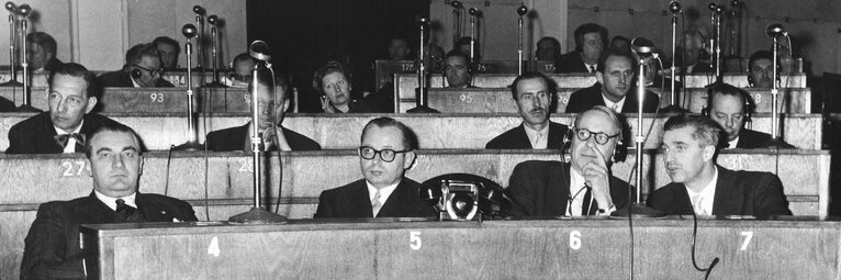 MEPs during the Constitutive session of the new European Parliamentary Assembly on the 19th of March 1958