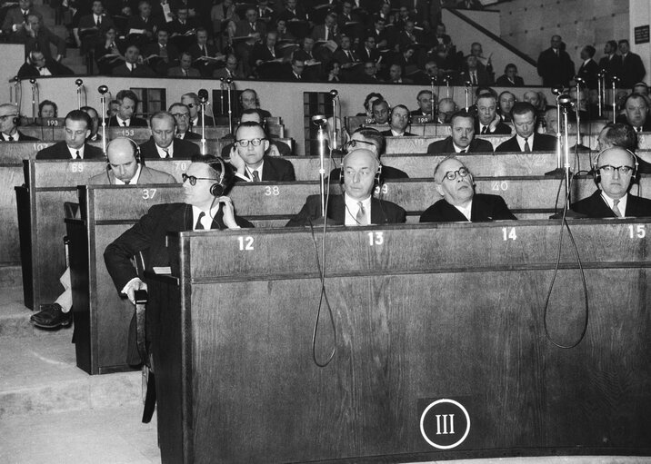 MEPs during the Constitutive session of the new European Parliamentary Assembly on the 19th of March 1958