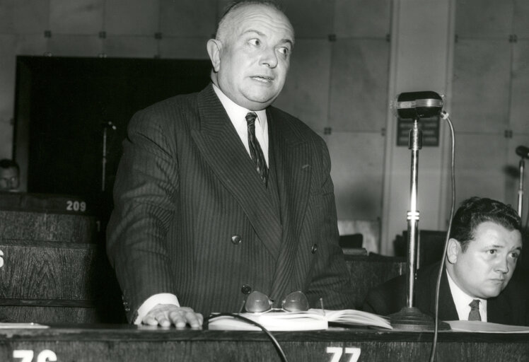 Camille BEGUE in Constitutive session of the new European Parliamentary Assembly in april 1959