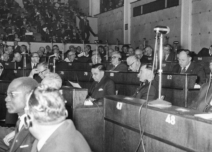 MEPs during the Constitutive session of the new European Parliamentary Assembly on the 19th of March 1958