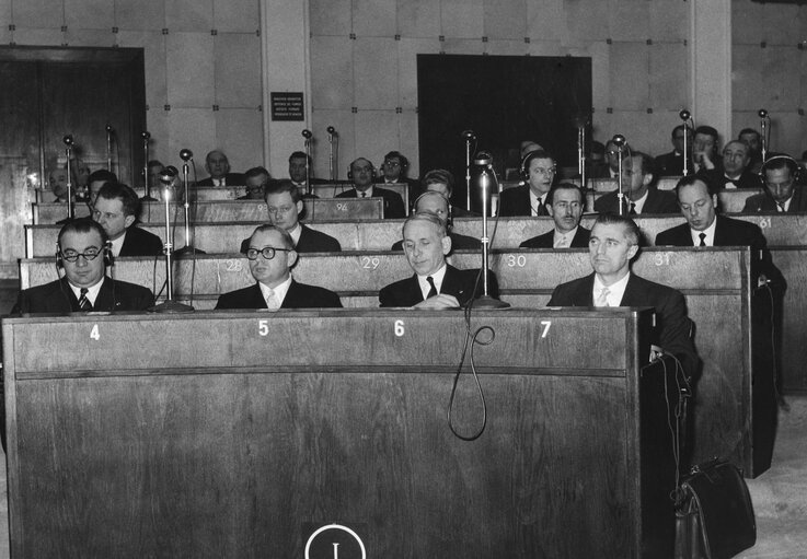 MEPs during the Constitutive session of the new European Parliamentary Assembly on the 19th of March 1958