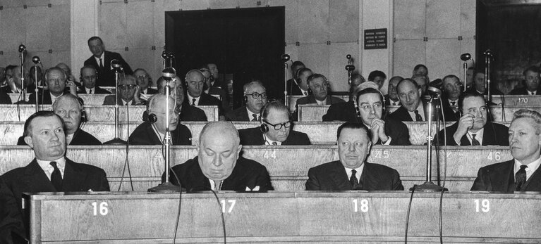 MEPs during the Constitutive session of the new European Parliamentary Assembly on the 19th of March 1958