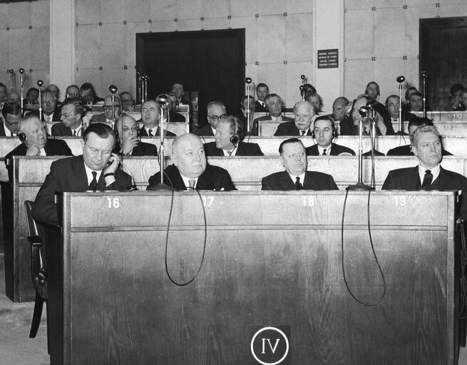 MEPs during the Constitutive session of the new European Parliamentary Assembly on the 19th of March 1958