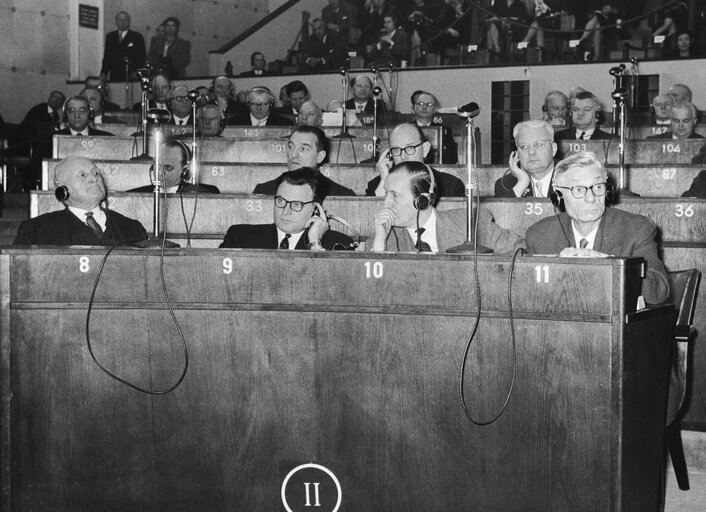 MEPs during the Constitutive session of the new European Parliamentary Assembly on the 19th of March 1958