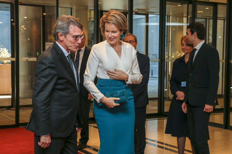 Fotó 2: David SASSOLI, EP President meets with MATHILDE, Queen of the Belgians - Official Welcome