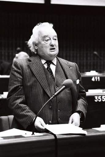 Suriet 34: The MEP Victor J.J. MICHEL during a session in Strasbourg in April 1980.